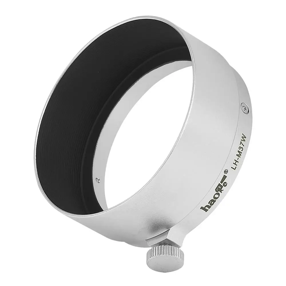 Haoge LH-M37W Parasol de metal para lente Leica Leitz Elmar 3.5cm 35mm f3.5 Reemplaza A36 Plata