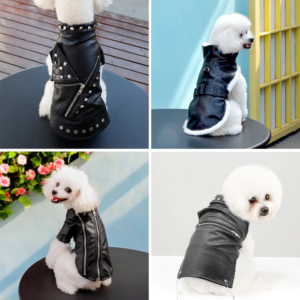 Cool Dog chaqueta de cuero abrigo cálido invierno ropa para mascotas traje Bulldog Francés ropa abrigos para perros pequeños medianos