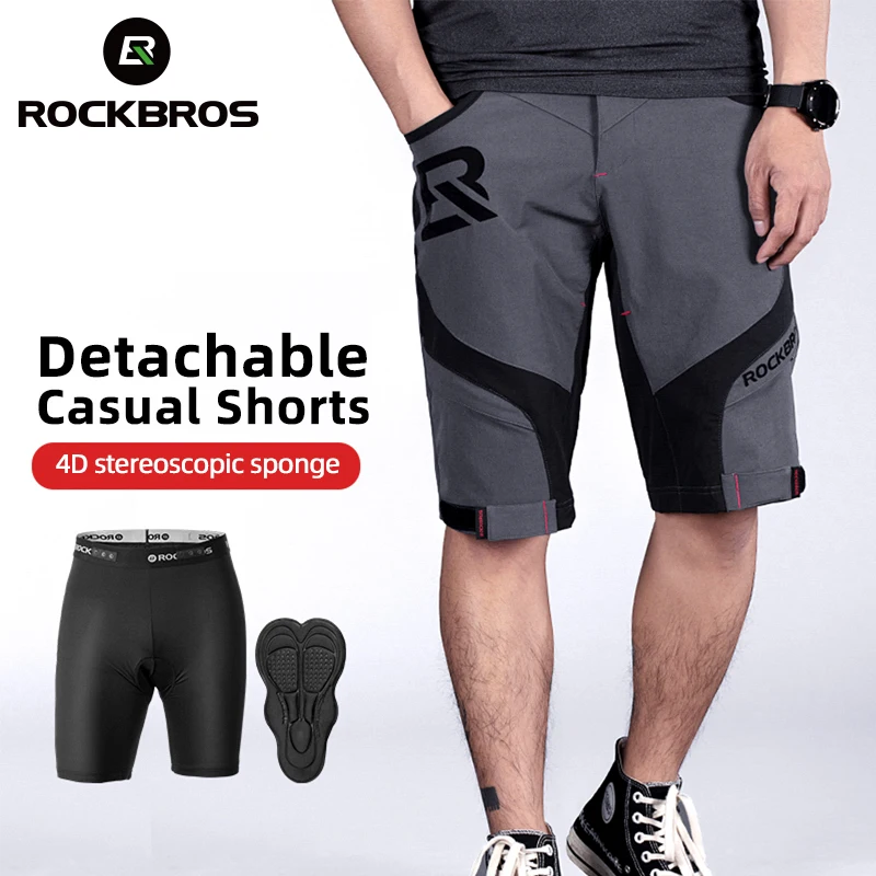 ROCKBROS-pantalones cortos de ciclismo para hombre, Shorts transpirables de secado rápido, doble capa, para deportes al aire libre, de verano