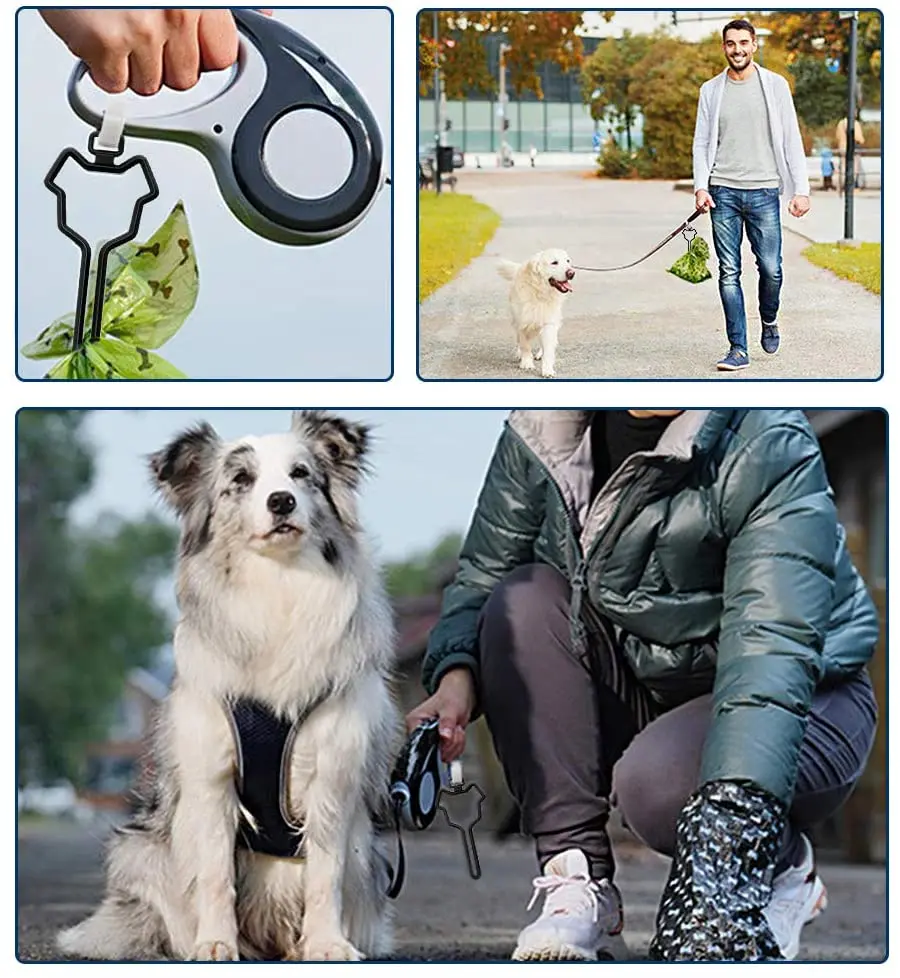 Bolsas para excrementos de perros, Clip manos libres, cuerda de tracción, dispensador de bolsas de inodoro, soporte dispensador de bolsas para excrementos de perros, suministros de limpieza para gatos