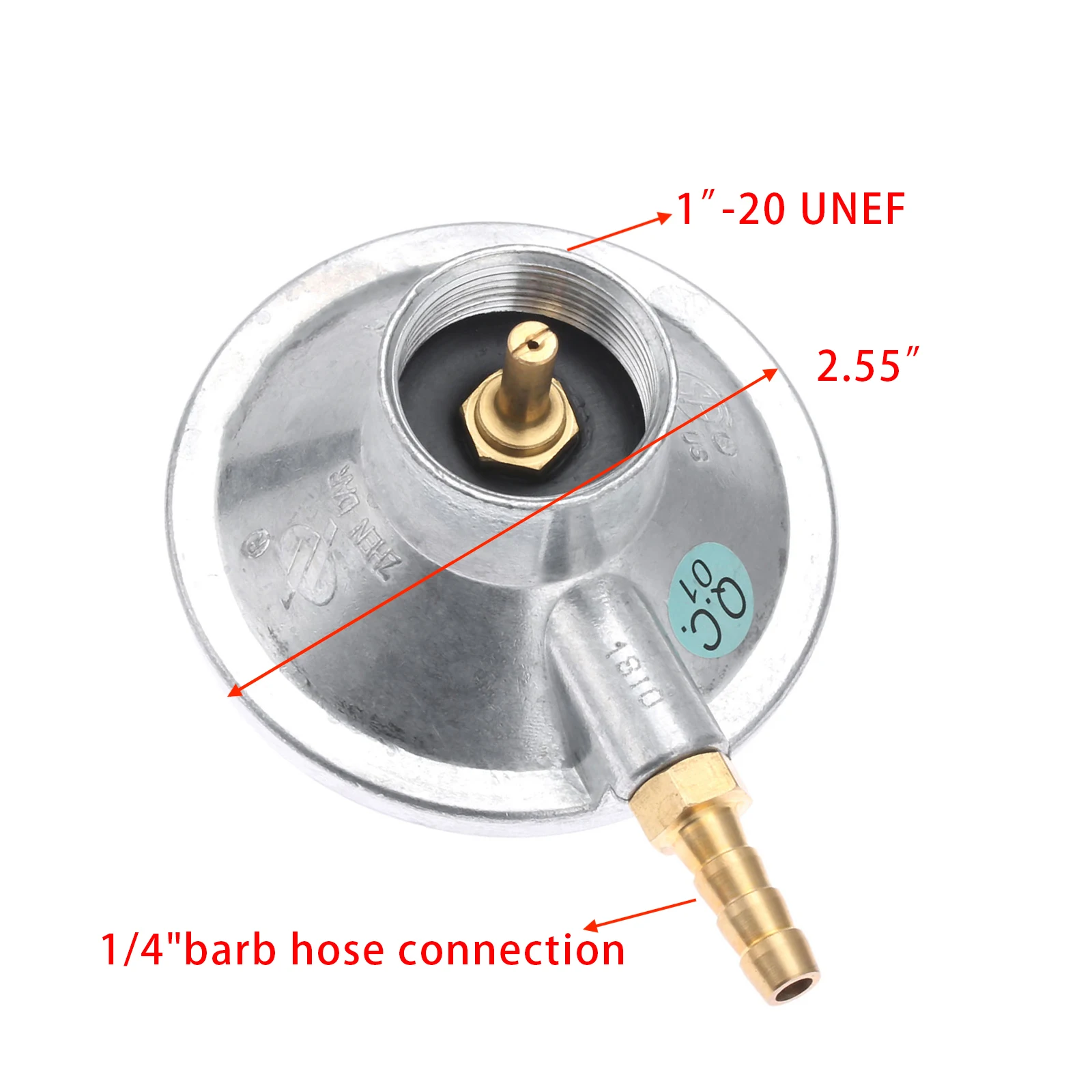 Tanque de propano regulador de Gas de baja presión con salida, manguera de lengüeta de 1/4 pulgadas, entrada de conexión de 1-20 pulgadas, UNEF para tanque de propano de una libra, 1 unidad