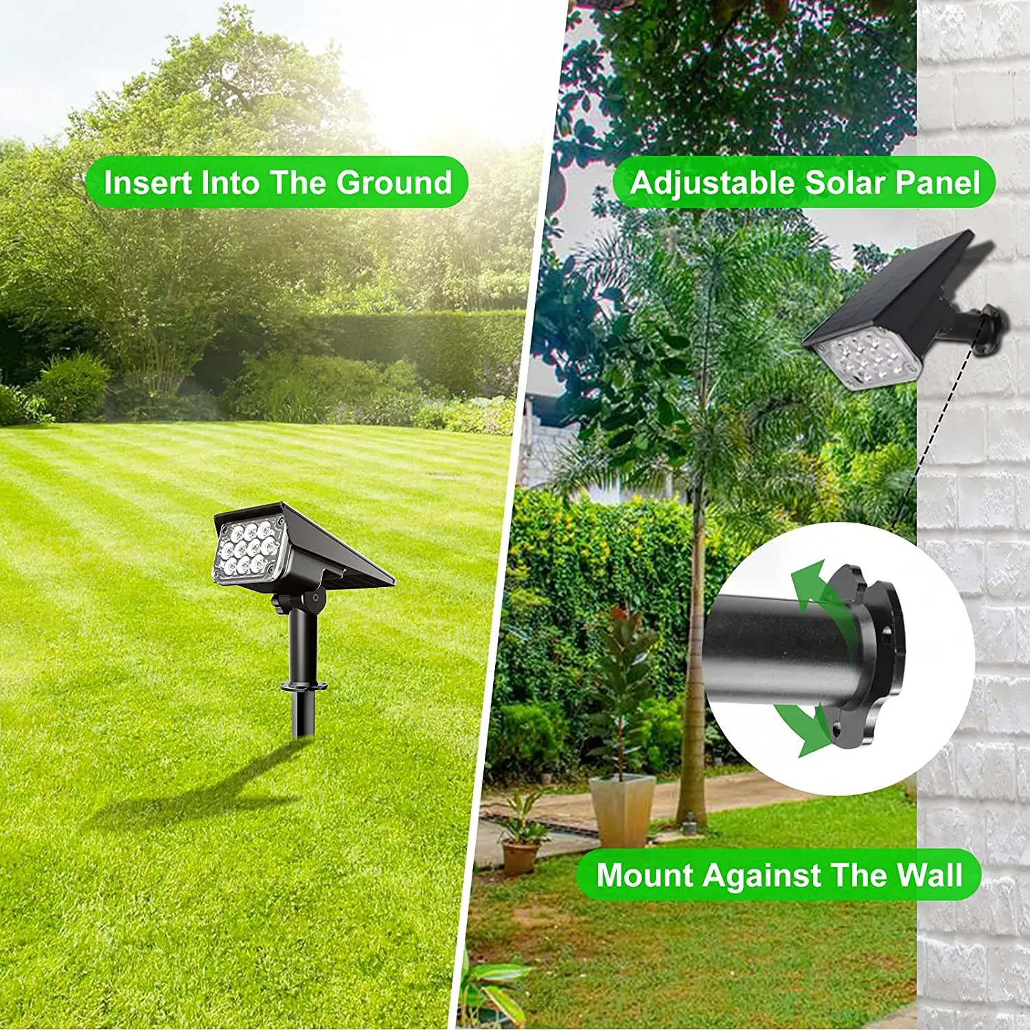 T-SUN foco Solar ajustable luz Solar de jardín IP65 energía Solar luz verde para patio camino árbol decoración luz Solar al aire libre
