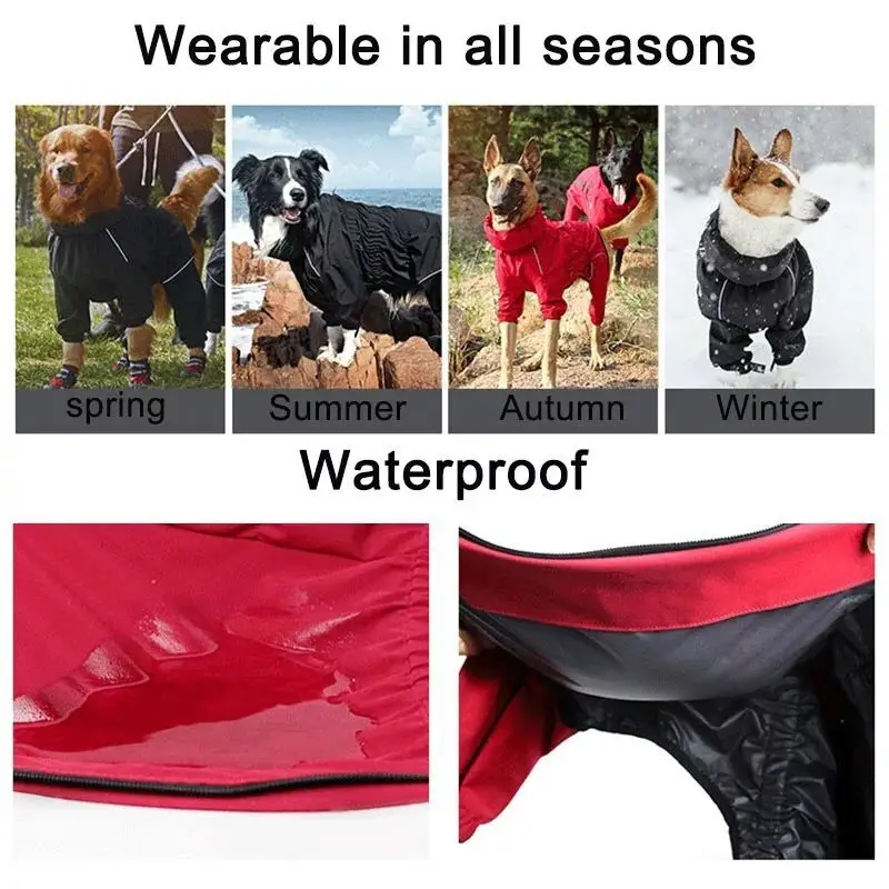 Chaqueta impermeable para perros y mascotas, ropa para exteriores, abrigo cálido de invierno, mono grande, impermeable reflectante para perros pequeños, medianos y grandes