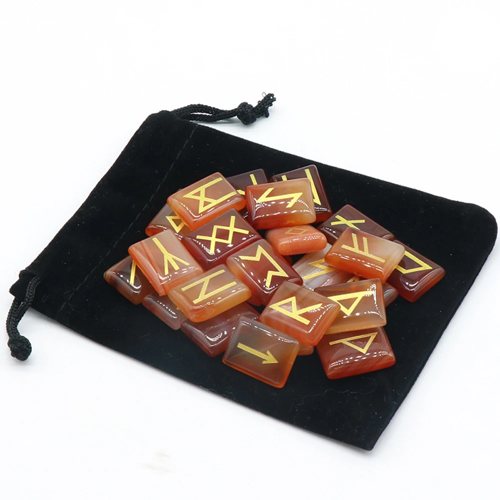 Juego de runas naturales, libro del cielo, piedra de adivinación, Reiki, cristal, ágata, poder, espécimen de adivinación, decoración de regalo curativo, 25 uds.