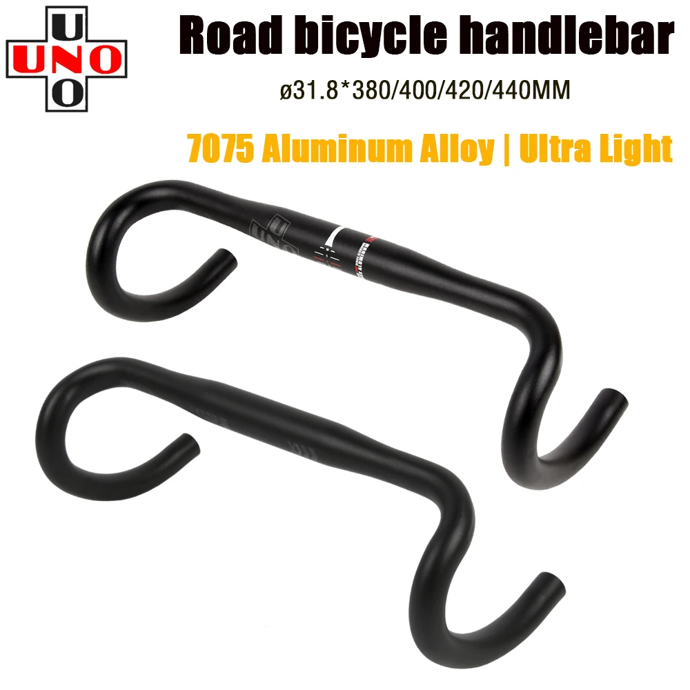 UNO-Manillar curvo de aluminio ultraligero para bicicleta de carreras, 7050x31,8/380/400/420mm, barra de caída, 440