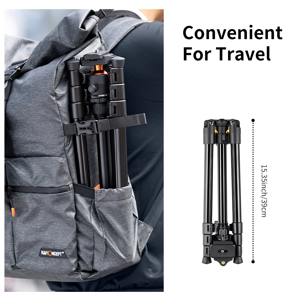 K & F Concept-trípode de cámara de 62,99 pulgadas para DSLR, trípode de viaje de aluminio portátil con cabezal de bola panorámico de 360 grados, liberación rápida
