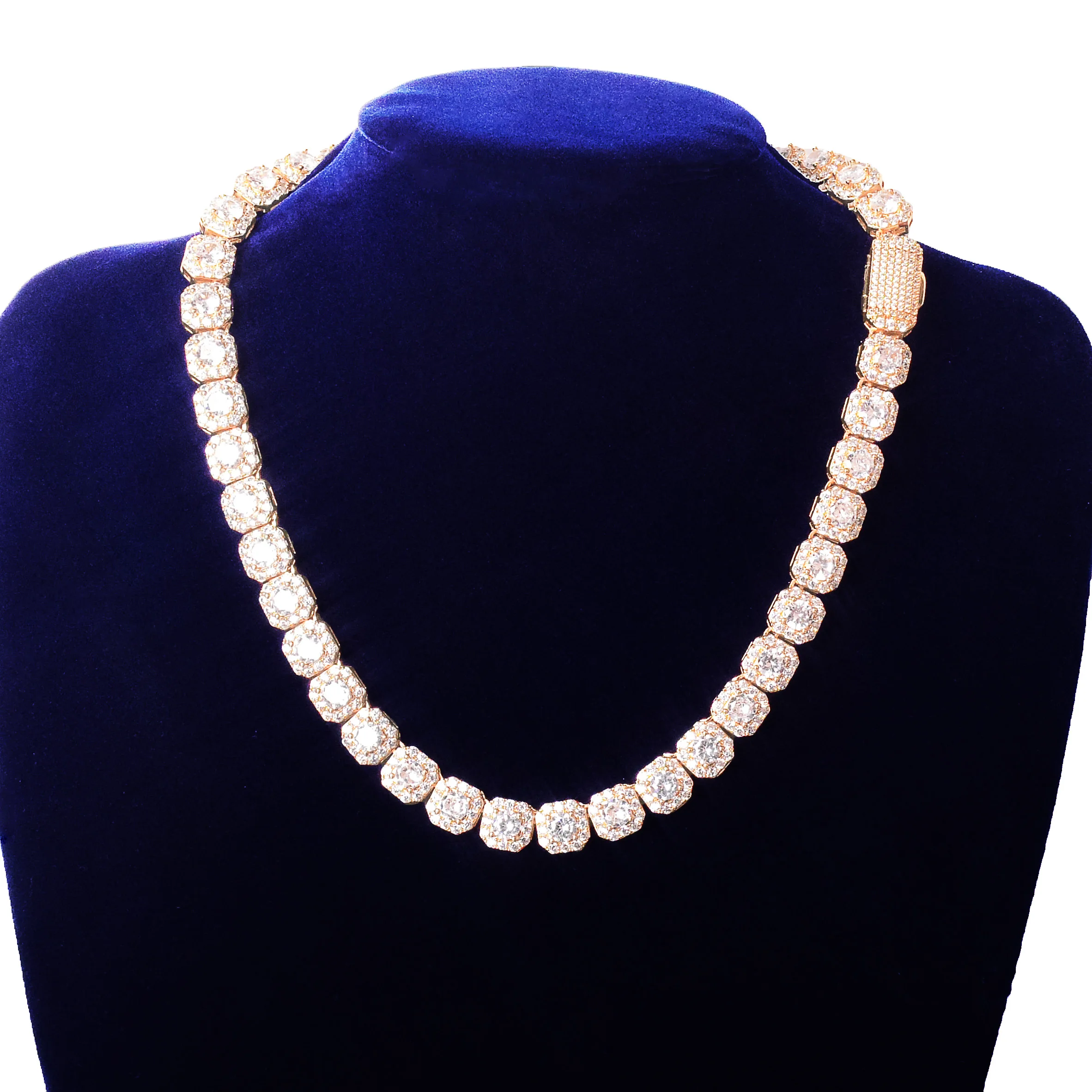 Cadena de tenis con letras de burbujas para hombres, collar de Hip Hop, circonita, cobre, Color dorado, joyería Rock, tendencia 2021