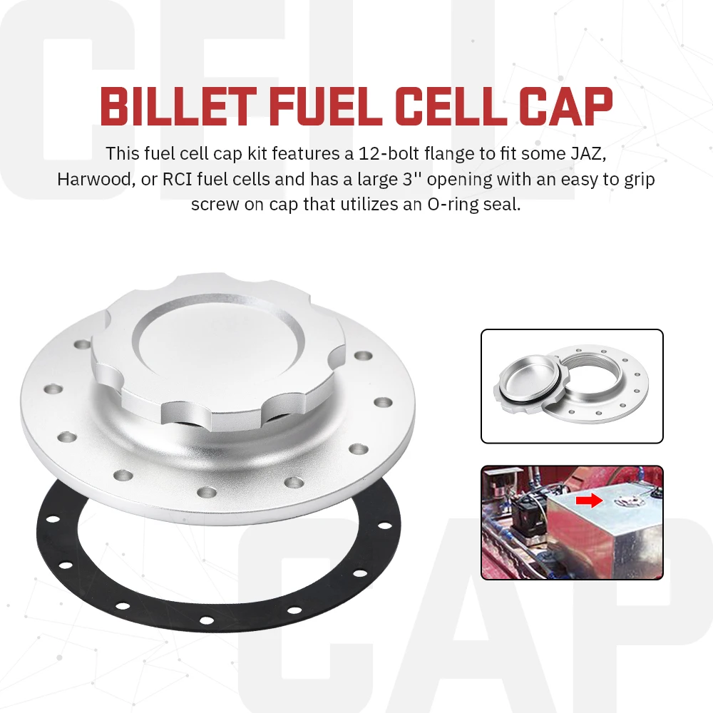 PQY-Tapa de tanque de combustible/sobretensión de Celda de Combustible de aluminio Billet con 12 orificios de bloqueo con apertura I.D de 3 ''para PQY-SLFCC-01SL de Celdas de Combustible RI