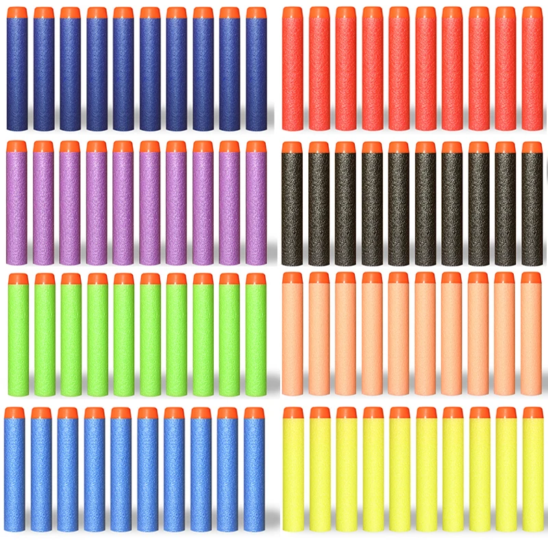 7,2 cm 100 Uds para balas blandas Nerf dardos cabeza redonda recarga esponja dardos niños pistola de juguete balas para NERF n-strike Blasters
