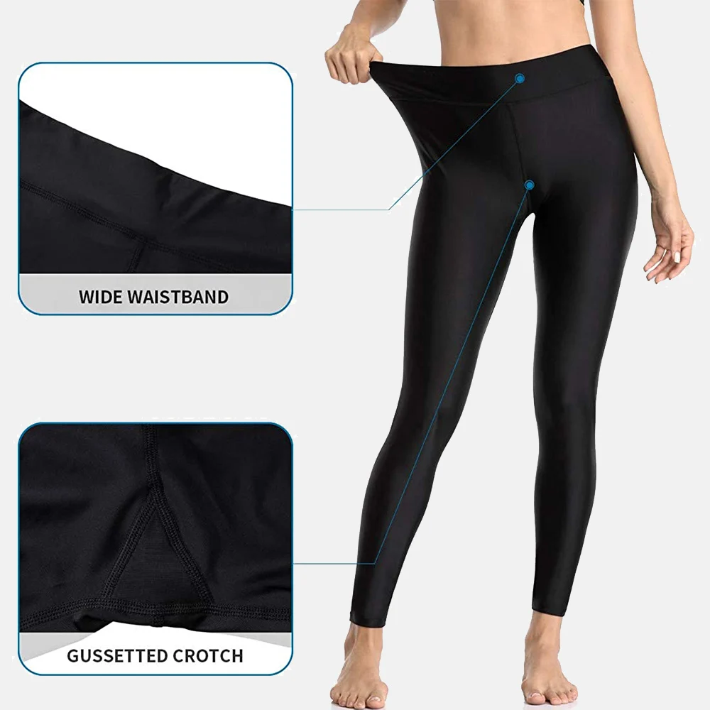 Anfilia Pantalones de natación para mujer Pantalones de natación de talle alto Leggings de natación Medias de natación