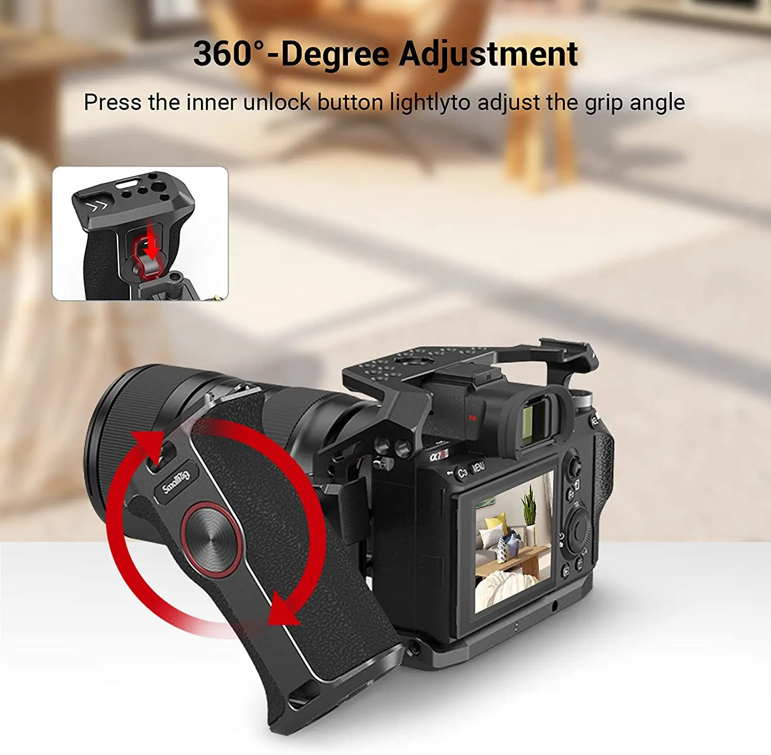 SmallRig-empuñadura giratoria de 360 grados para cámara NATO, mango lateral izquierdo para DLSR, jaula/funda para cámara Sony con riel NATO 3260