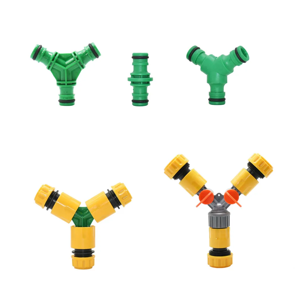 Conector en Y de 16 mm, 1/2 y 3/4 Pulgadas, Divisor de Agua para Manguera de Jardín de 2/3 Vías con Conector Rápido, Válvula de Riego para Jardín