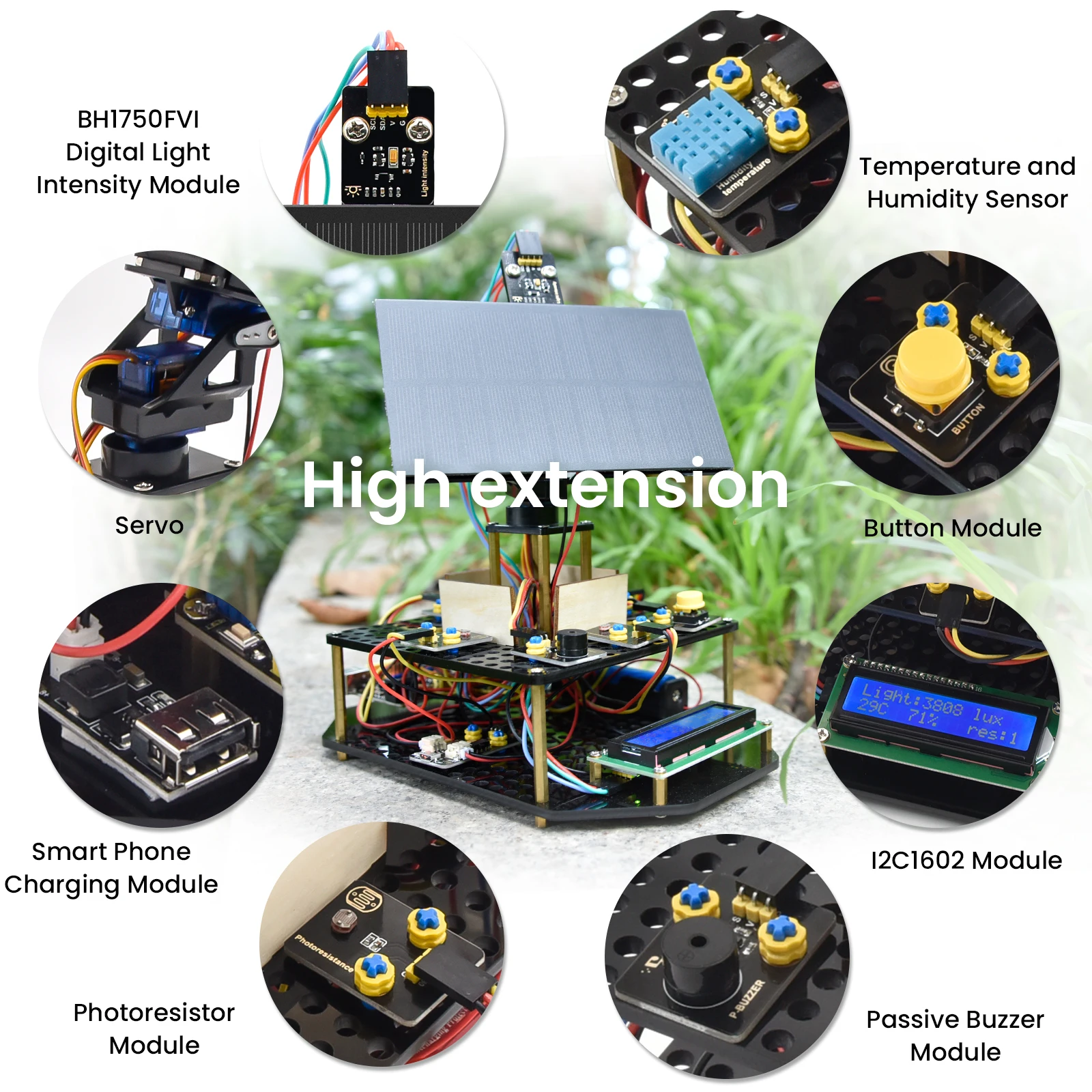Keyestudio-Kit de seguimiento de Panel Solar, sistema de seguimiento, Kit electrónico para Arduino UNO, juguetes de programación para niños con pantalla LCD 1602