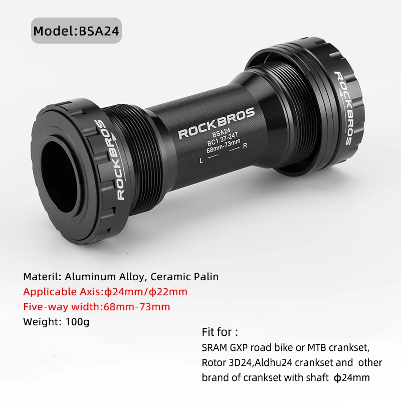 ROCKBROS-soporte inferior de bicicleta, rodamiento de cerámica, diámetro BSA 68 73 MM 24-22mm para SRAM GXP DUB Shimano 6800 R8000, platos y bielas