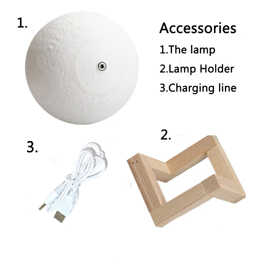 Dropship lámpara de Luna recargable con impresión 3D, luz LED nocturna, Interruptor táctil creativo, luz de luna para decoración de dormitorio, regalo de cumpleaños
