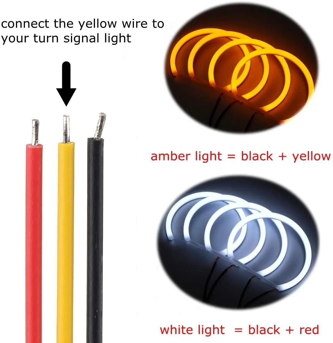 Nuevo 131mm x4 algodón claro blanco ámbar Angel Eye Halo Ring DRL para BMW E36 E38 E39 e46 luces de coche
