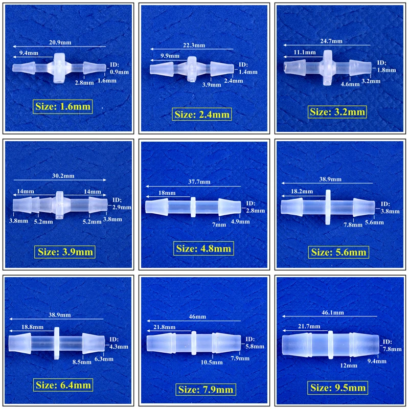 Conectores directos de plástico PP de 1,6 ~ 15,8mm, bomba de aire para tanque de acuario, manguera aireadora, junta de Pagoda, accesorios de tubería de agua de riego, 5 ~ 200 Uds.