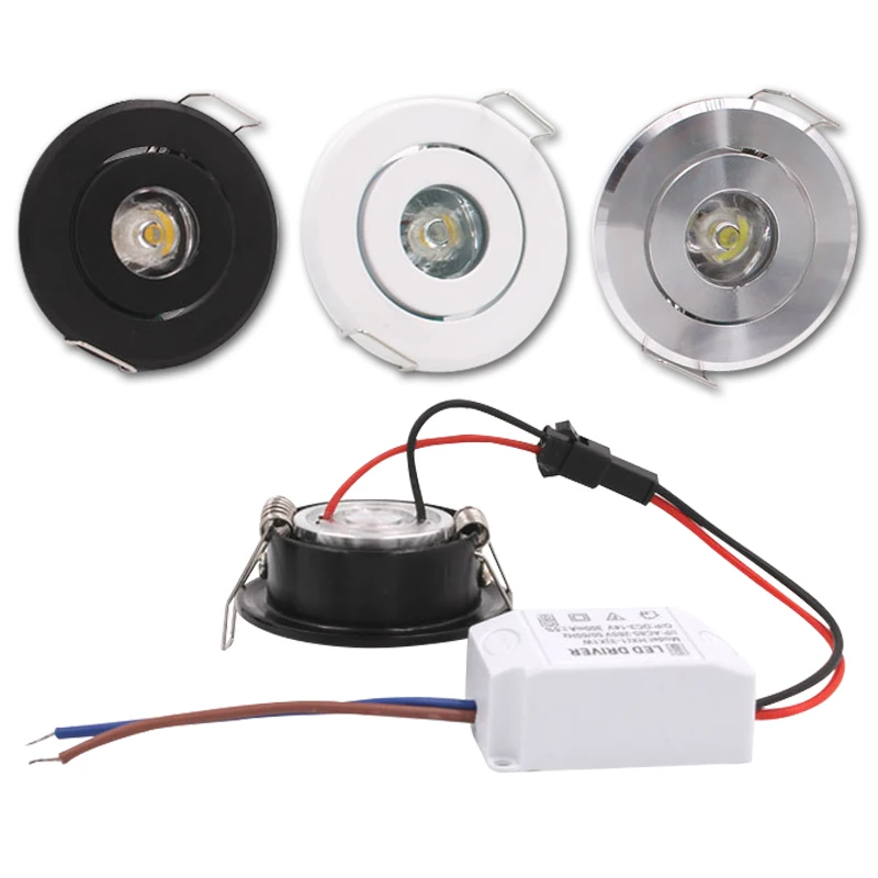 4/10 Uds Mini Downlight Led 1W 3W foco regulable lámpara empotrable AC85-265v luz de techo de aluminio 52mm con controlador