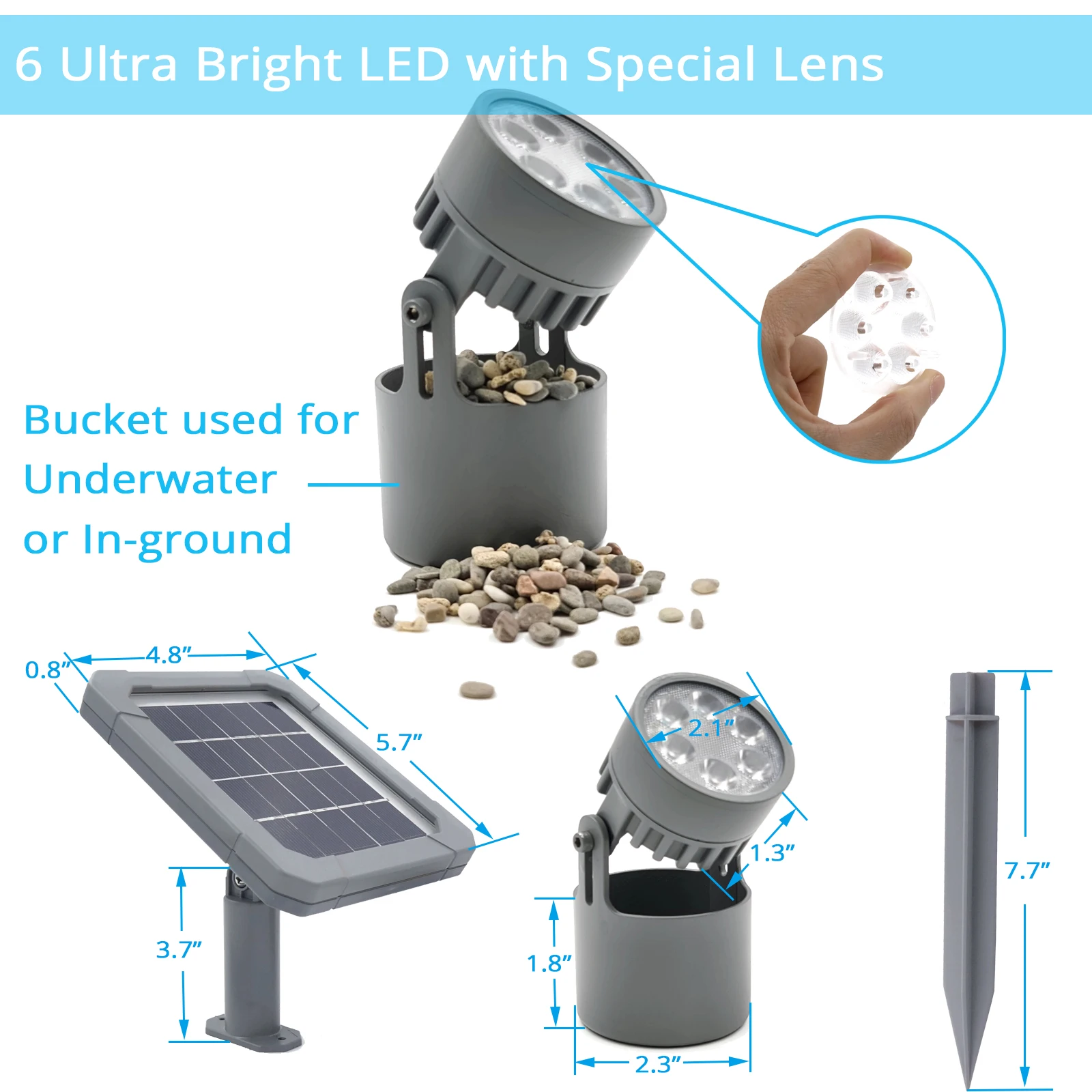 Luz Solar sumergible subacuática para estanque, foco Solar anfibio IP68, lámpara de paisaje para exteriores, encendido/apagado automático para jardín