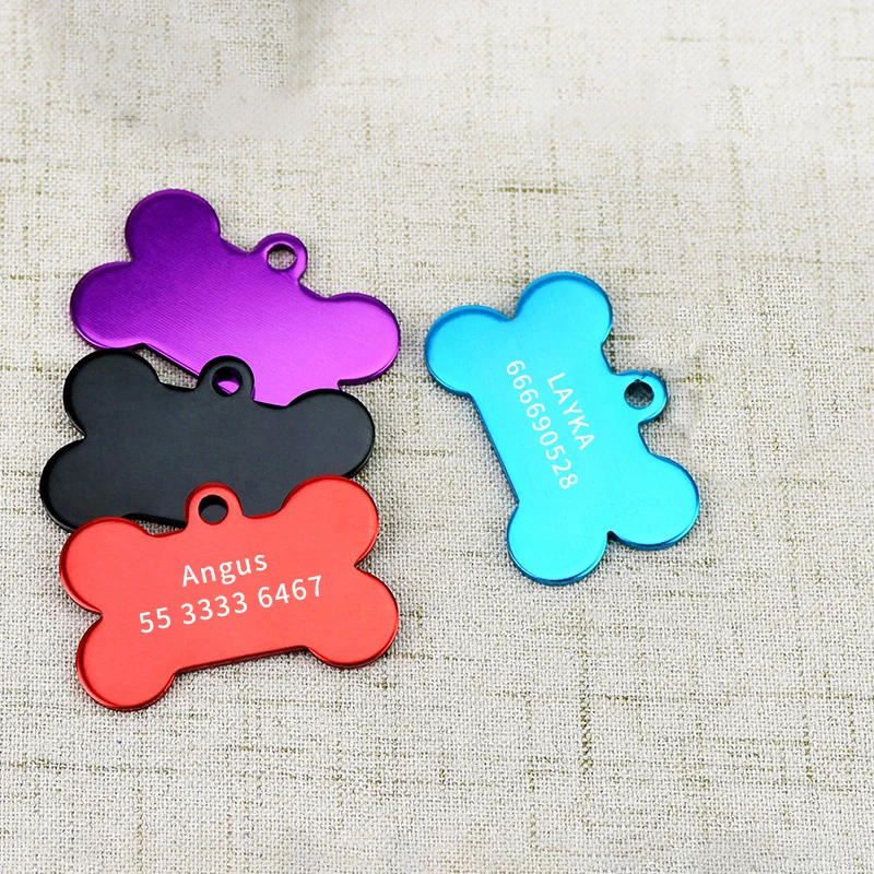 Etiqueta de Nombre de mascota de Metal con grabado láser personalizado, antipérdida, Collar de identificación de perro y gato, placa de identificación de cachorro, colgante, suministros