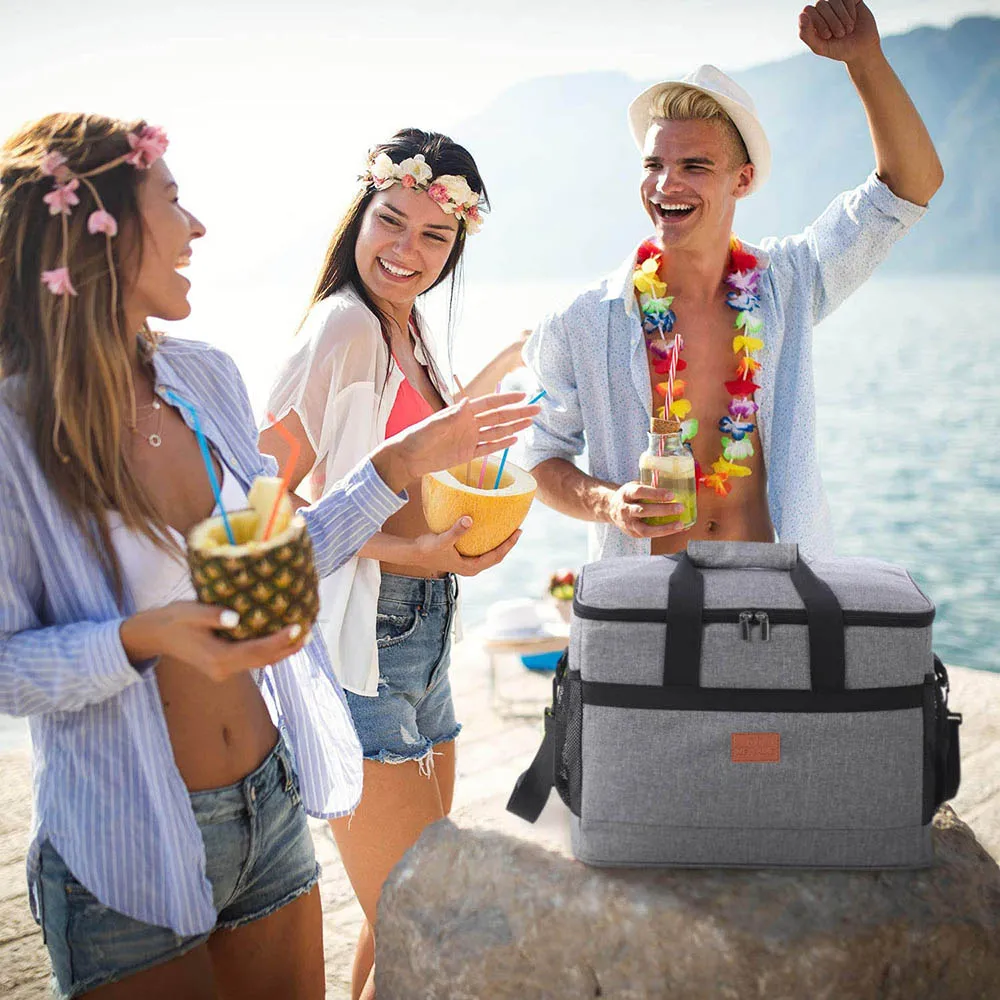 Bolsa refrigeradora suave de 32L con forro duro, bolsa grande aislada para Picnic, bolsa de refrigeración para acampar, barbacoa, actividades familiares al aire libre
