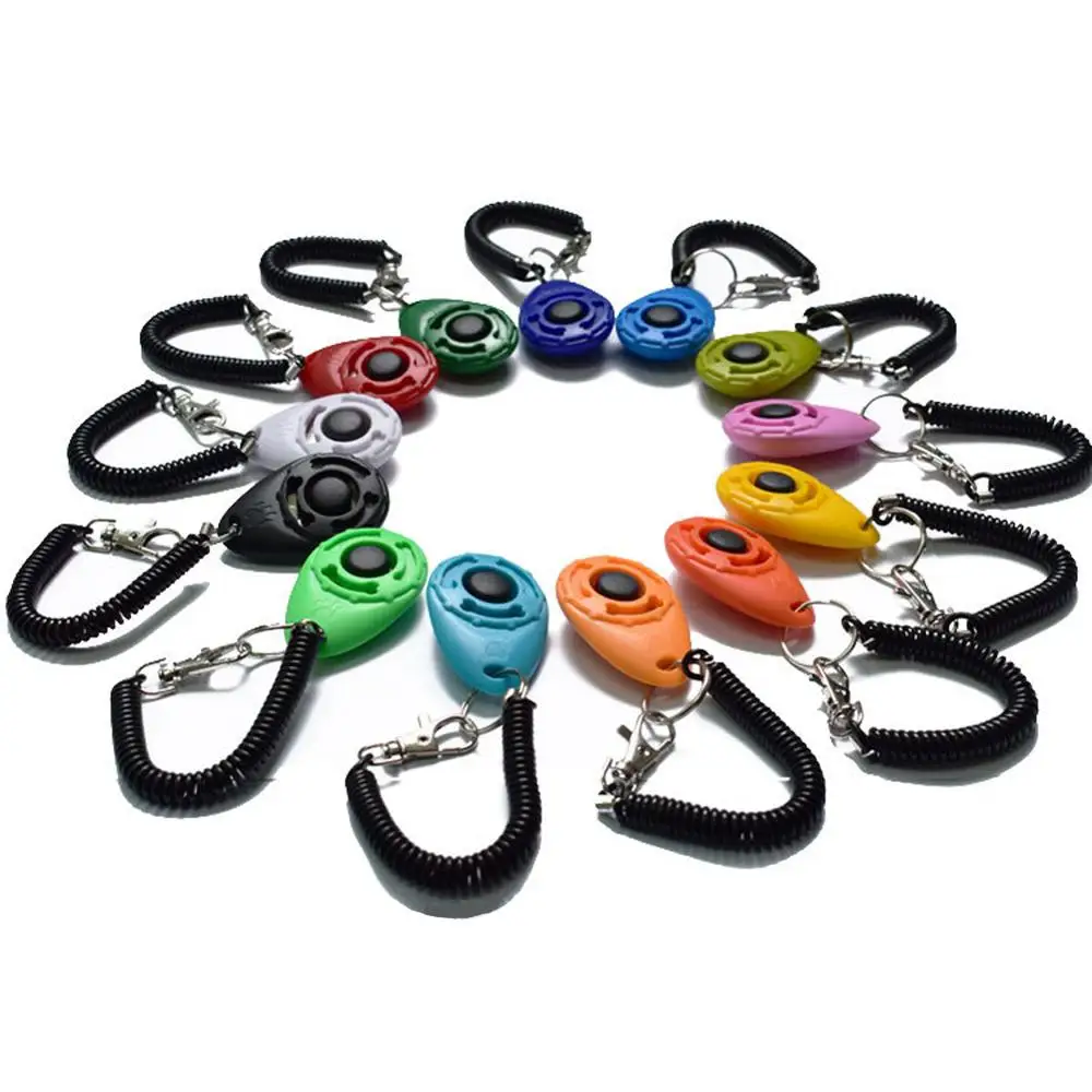 Productos para mascotas, Clicker de entrenamiento para perros y gatos, plástico, nuevos perros, ayuda para entrenador, correa de muñeca ajustable, llavero con sonido, repelente de perros
