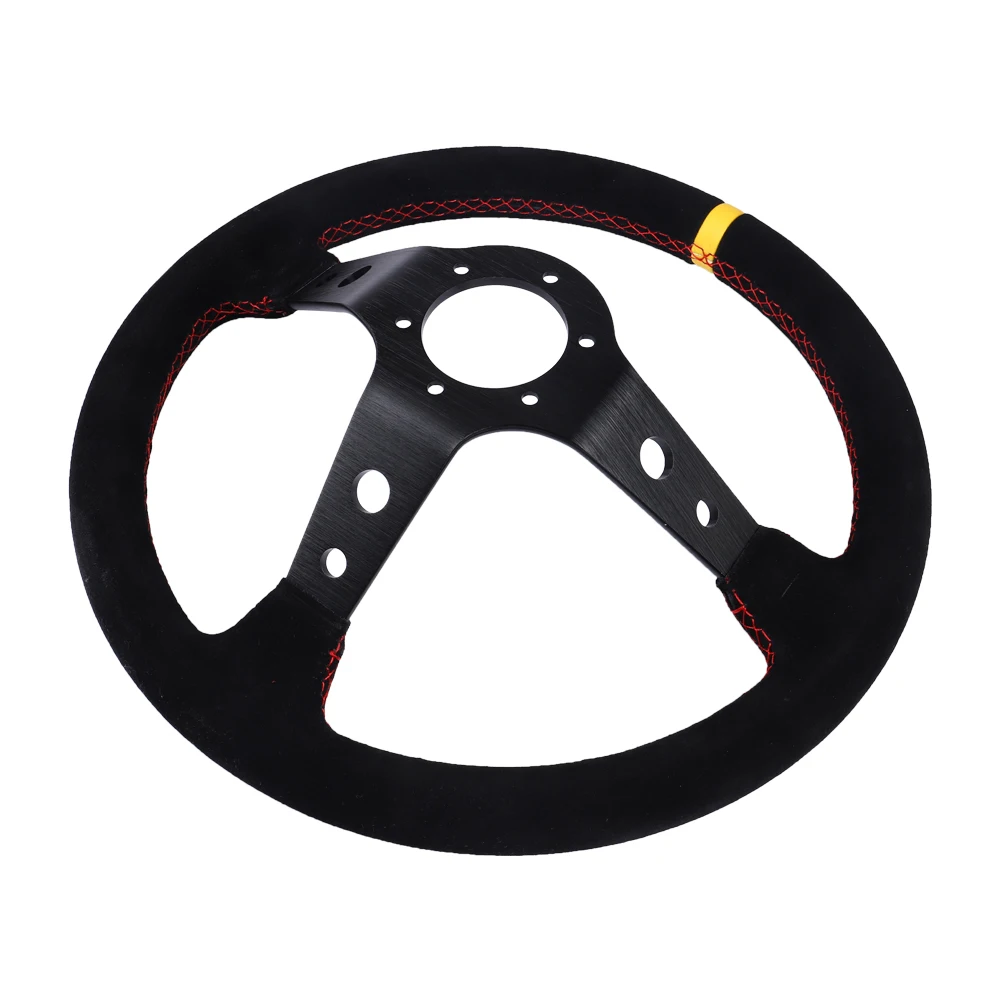 Volante de coche de 350mm y 14 pulgadas, volante de juego de carreras de deriva de cuero de gamuza Universal