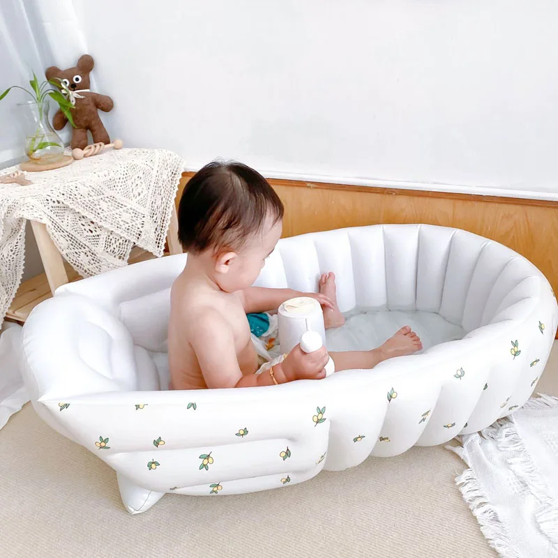 Silla de bañera inflable multifuncional de PVC para bebé, taburete de baño plegable de oso bonito