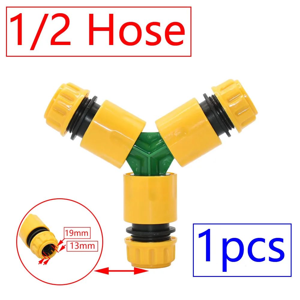 Conector en Y de 16 mm, 1/2 y 3/4 Pulgadas, Divisor de Agua para Manguera de Jardín de 2/3 Vías con Conector Rápido, Válvula de Riego para Jardín