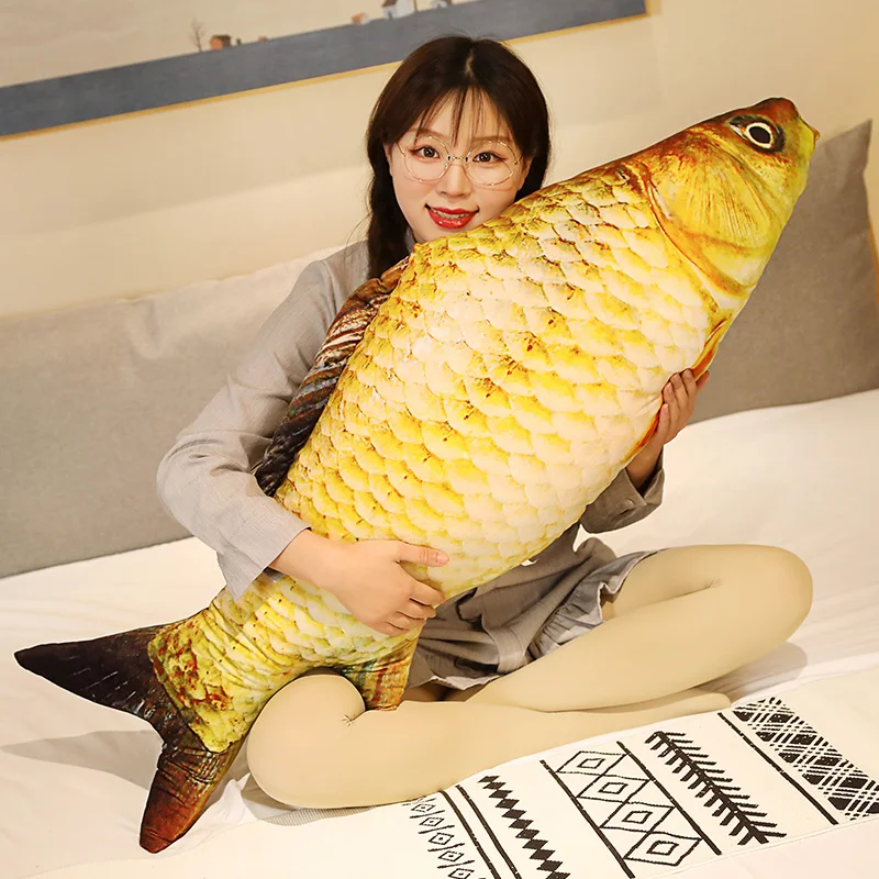 30-80cm simulación 3D pez dorado juguetes de peluche Animal suave carpa almohada de felpa sofá creativo cojín regalo juguete para niños