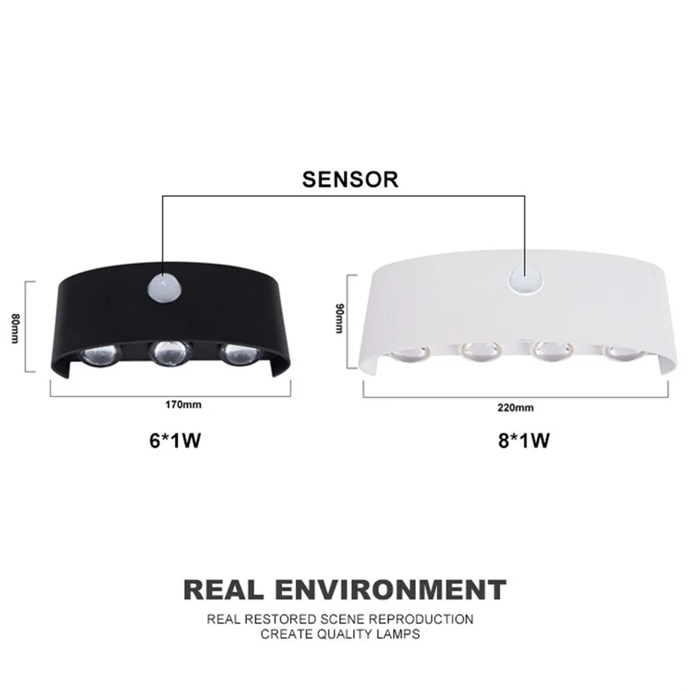 Lámpara de pared con Sensor de movimiento PIR, AC85-265V impermeable, iluminación de jardín para exteriores, luz LED de pared nórdica, decoración para sala de estar, dormitorio y escaleras