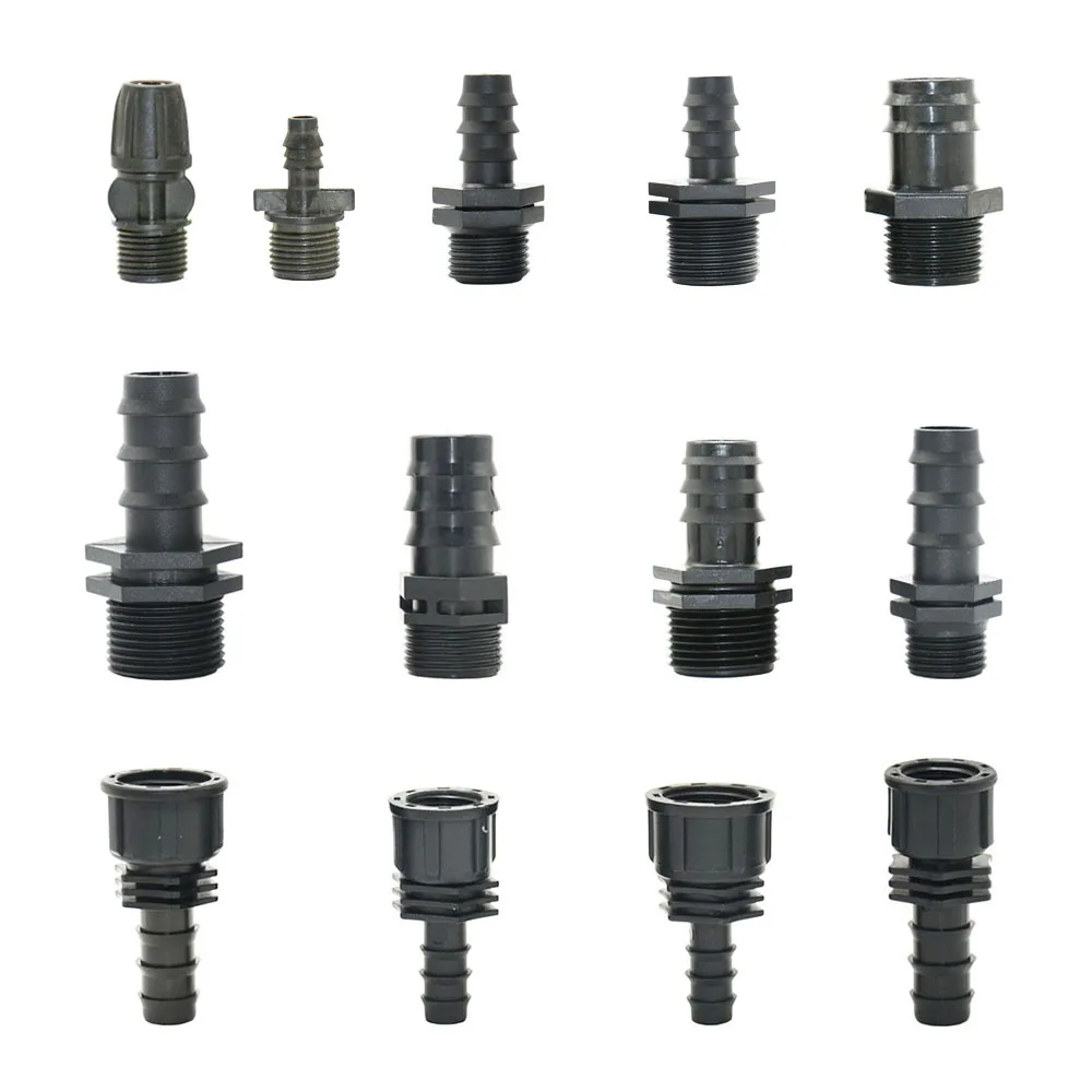 4 Uds 1/2 "3/4" 1 "conector de rosca macho hembra a púas 8mm 16mm 20mm 25mm 32mm adaptador de manguera de PE sistema de riego de jardín