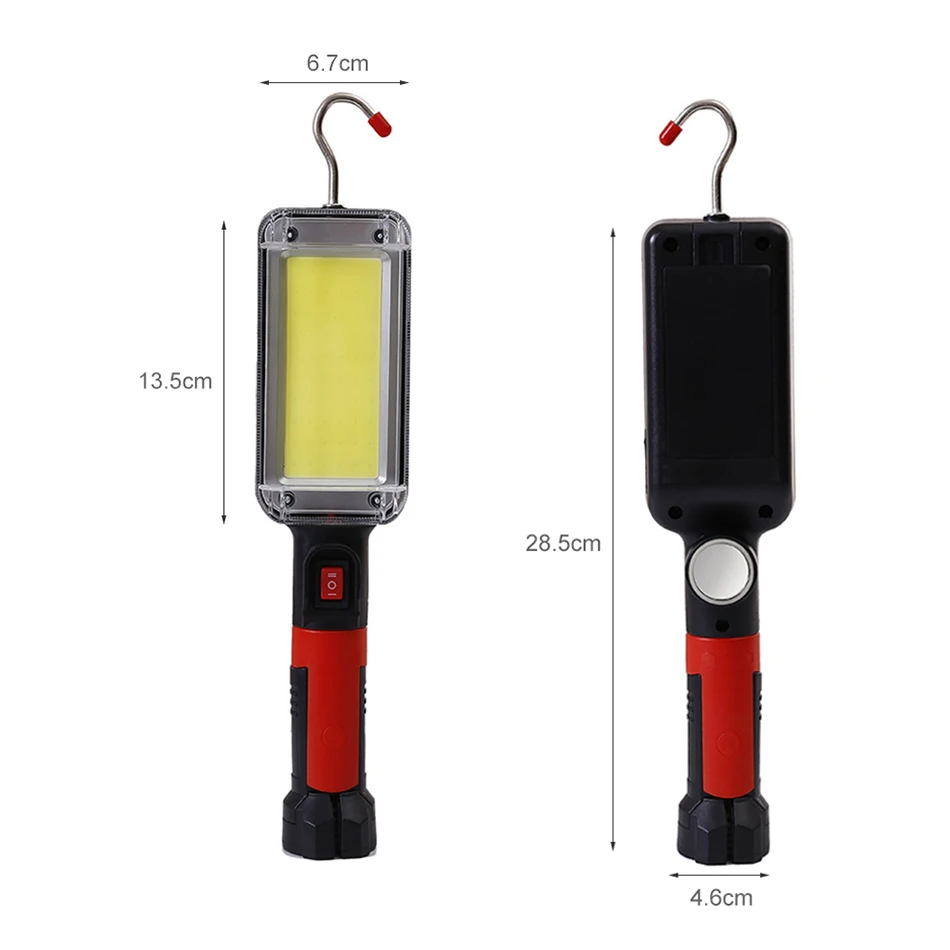 Luz de trabajo COB recargable por USB, linterna LED portátil 18650, gancho magnético impermeable ajustable, linterna de Camping con Clip, 1/2/4 Uds.