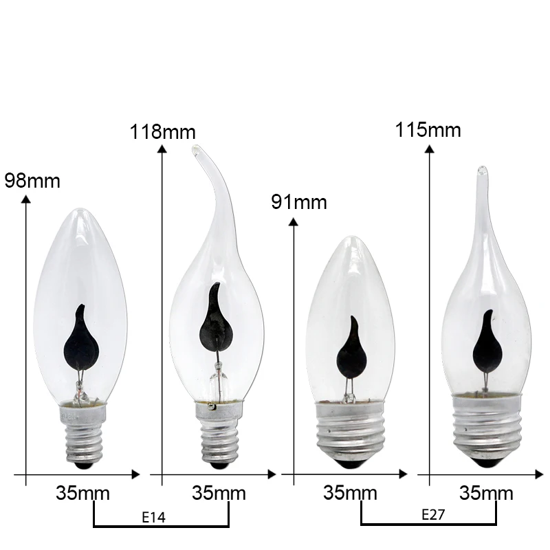 Vintage Edison E14 E27 bombilla Led vela luz efecto llama bombilla 3W AC220V hogar para decoración iluminación ampolla vela bombilla