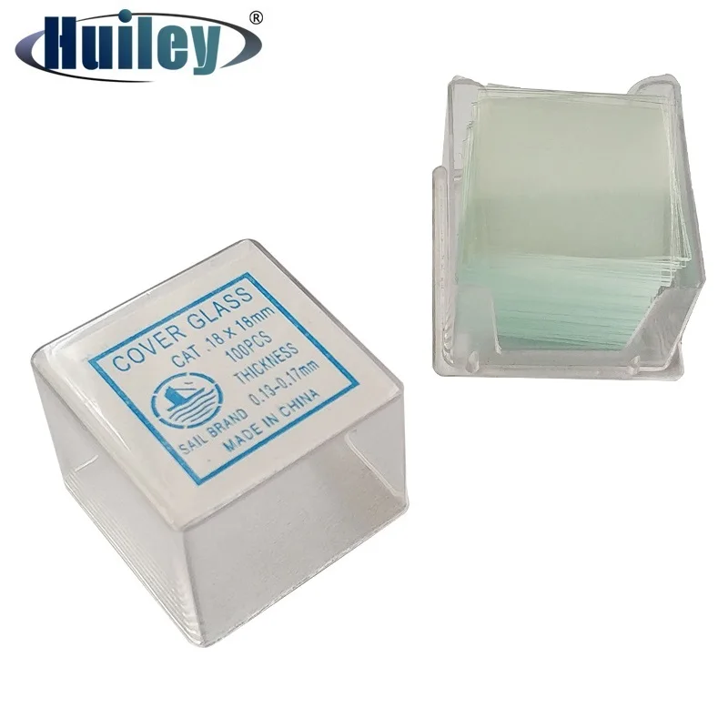 100 Unidades de Cubiertas de Vidrio Profesionales para Microscopio, Portaobjetos de Vidrio de 18x18 MM, Cubiertas para Portaobjetos de Microscopio al por Mayor