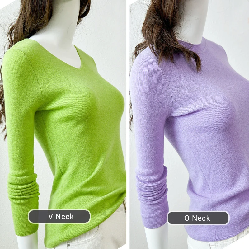 SuyaDream invierno 2021 100% lana cuello liso jerseys 2021 Otoño Invierno básico suéteres para mujer de colores de caramelo