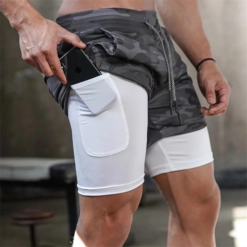 Pantalones cortos de verano para correr, modelo 2 en 1, para hombre, ideales para hacer ejercicio, correr, entrenar y secarse rápidamente. Pantalones cortos deportivos para hombre, para el gimnasio.