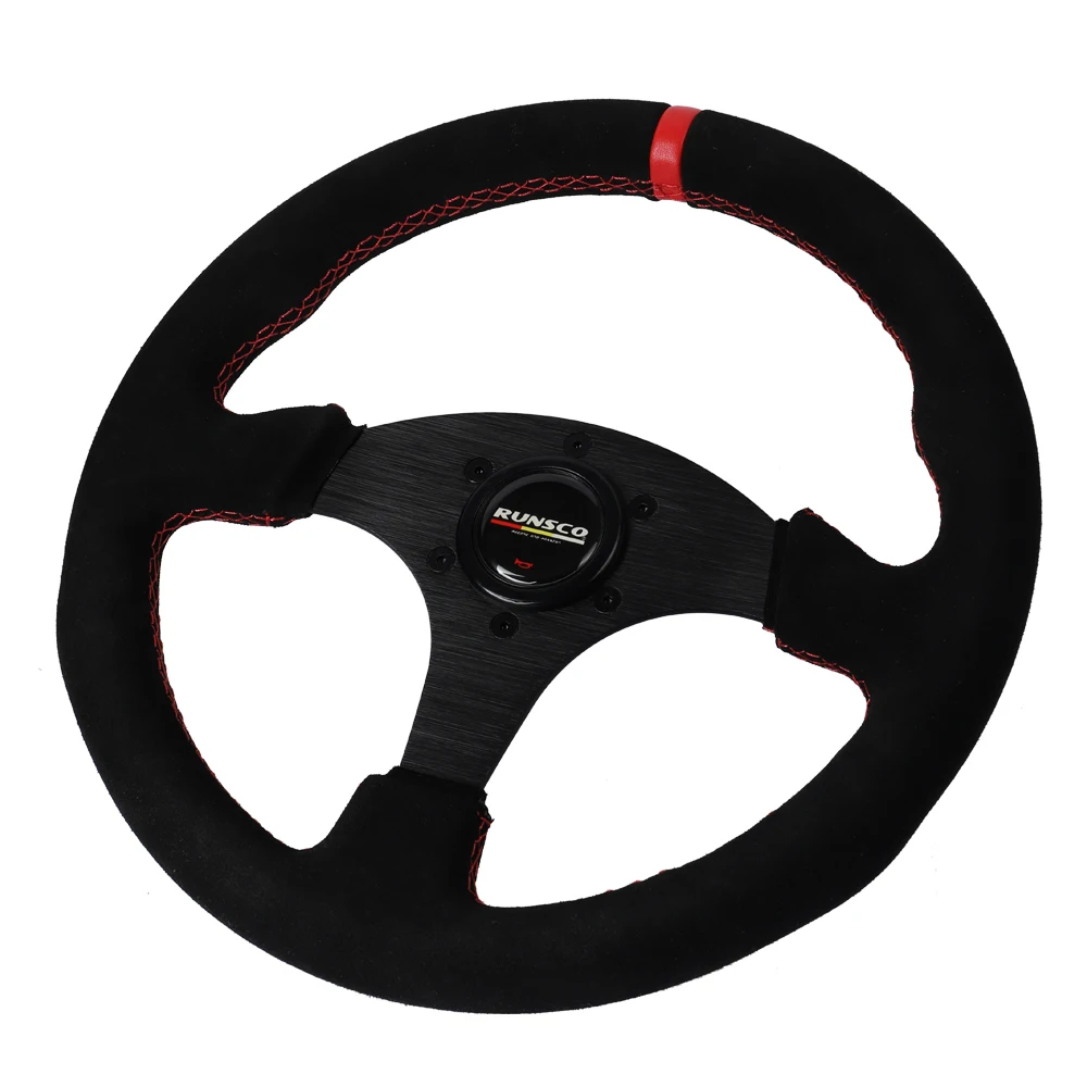 Volante plano de 330mm, marco de aluminio de gamuza, volante Universal de juego de Pc de carreras de deriva de 13 pulgadas
