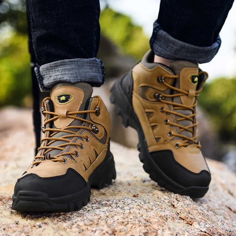 Botas de senderismo marrones para hombre, ligeras y cómodas, zapatos de trekking para hombre, zapatos de viaje, talla grande 47, botas de senderismo de caña alta para mujer, zapatillas de camping.