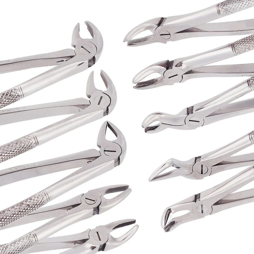 DEAISN 10 unids/set pinzas de extracción de dientes para adultos instrumento de extracción quirúrgica Dental