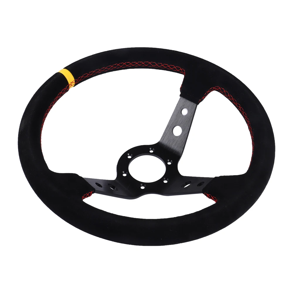 Volante de coche de 350mm y 14 pulgadas, volante de juego de carreras de deriva de cuero de gamuza Universal