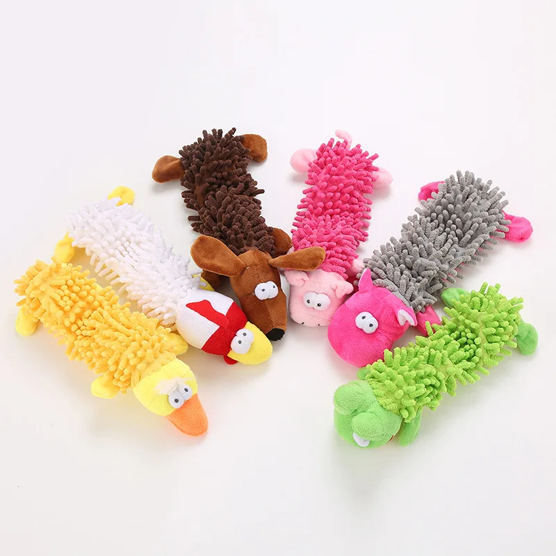 Juguete de peluche duradero a bajo precio para perros, forma de Animal con chirriante para perros pequeños, Chihuahua, Yorkshire, Bichon, juguetes de limpieza para masticar para cachorros