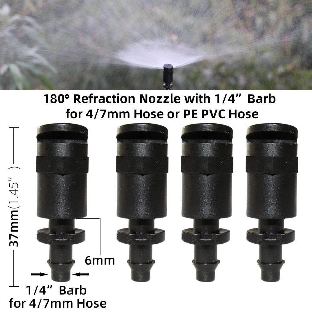 20 piezas rociadores de boquilla de refracción de 180 grados con conectores de púas de tornillo de 1/4 ''o 4/7mm rociador refractivo de riego de jardín
