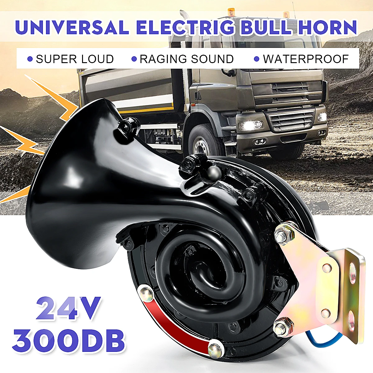 Bocina eléctrica de Caracol de aire para coche, bocina de toro de 300DB, 12V, 24V, sonido intenso, estilo de coche fuerte para vehículo, motocicleta, camión, barco