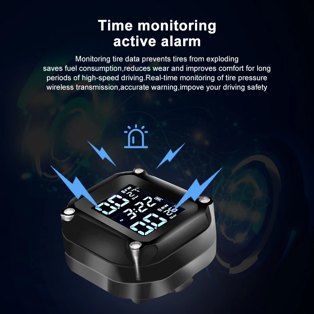 Sensores de presión de neumáticos de motocicleta Moto TMPS sistema de monitoreo de presión de neumáticos Sensor externo de neumáticos de 2 ruedas para motocicleta bicicleta