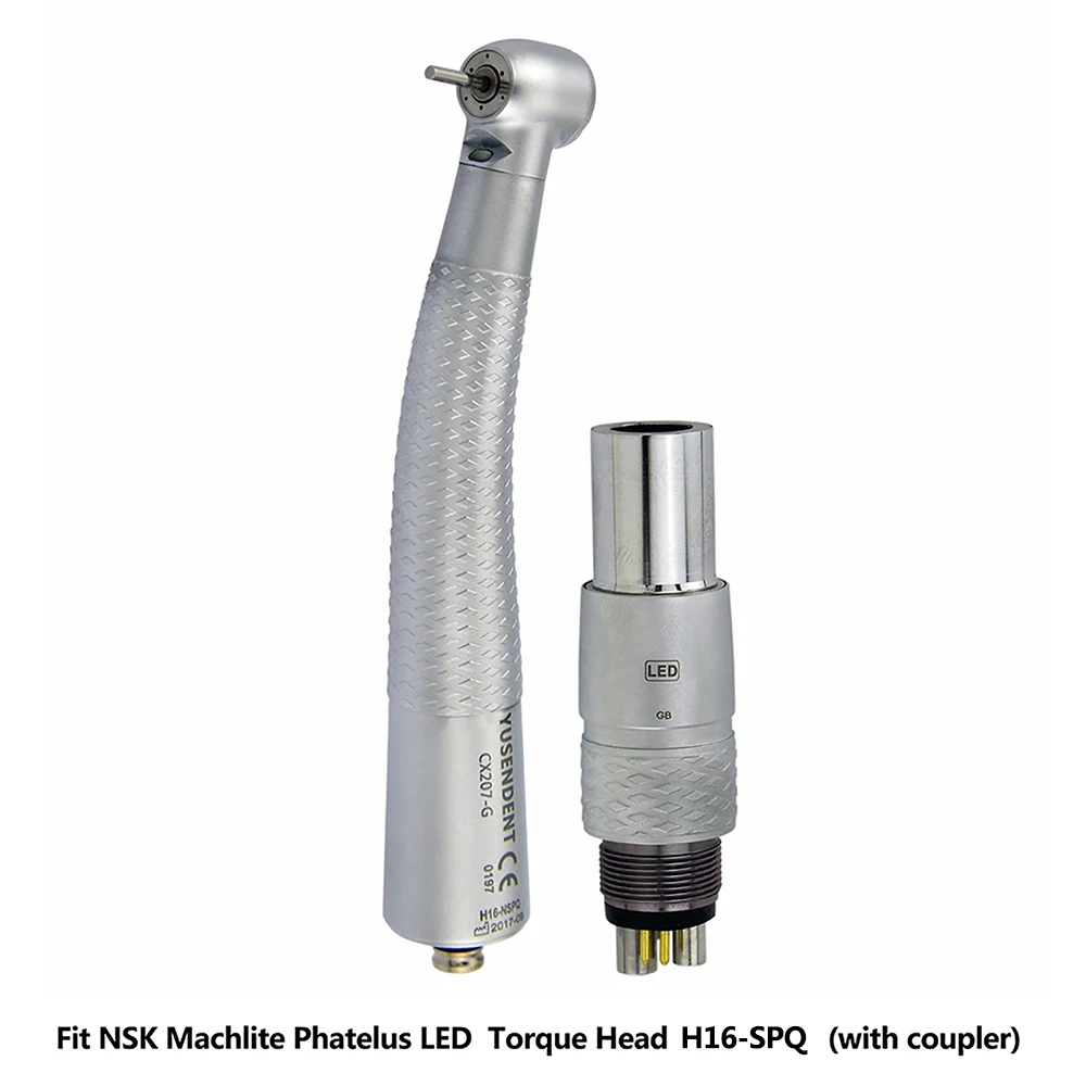 COXO Dental Pieza de mano de alta velocidad con fibra óptica LED CX207-G, Acoplamiento de turbina de aire, Acoplador/adaptador M6, Herramientas de Odontología YUSENDENT