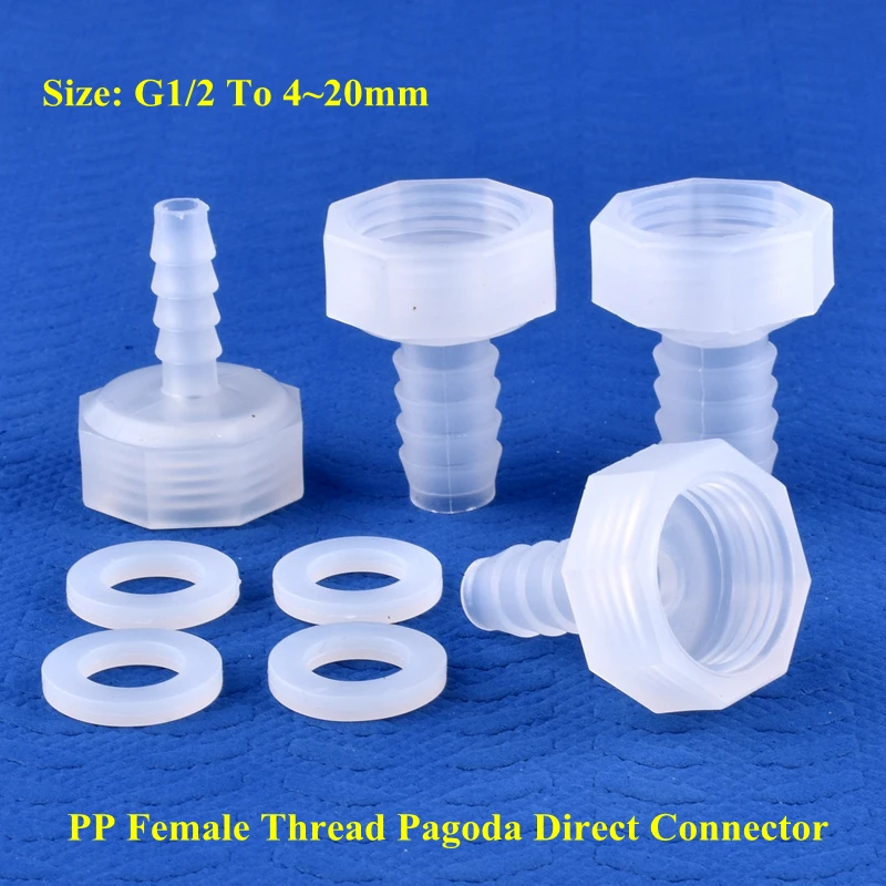 5 ~ 200 Uds G1/2 rosca hembra a 4 ~ 20mm PP conector directo Micro riego jardín agua Pagoda manguera junta accesorios de tanque de acuario