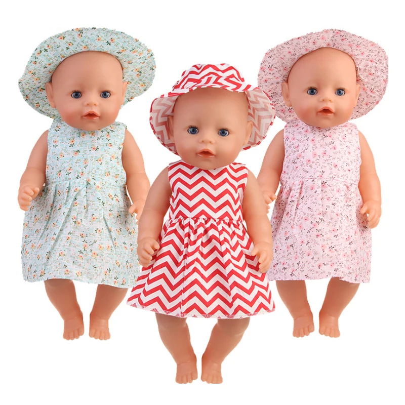 Nuevo Ropa para muñeca bebé nacida de 43 cm, vestido con sombrero para muñecas BJD de 18 pulgadas 1/3, ropa interior de calcetín blanco para niña