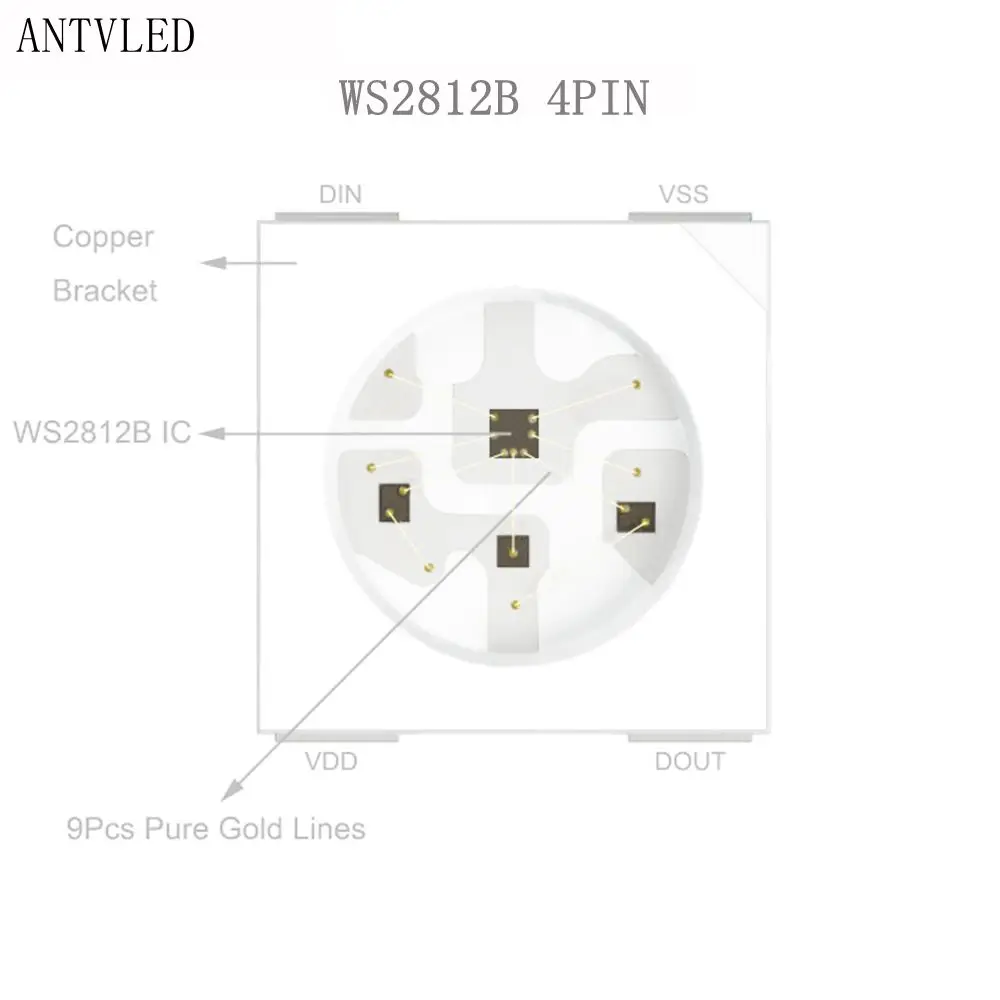 Chip LED RGB 5050SMD, WS2812B, 10-1000 piezas, Chip direccionable individual, píxeles, PCB Blanco/Negro DC5V