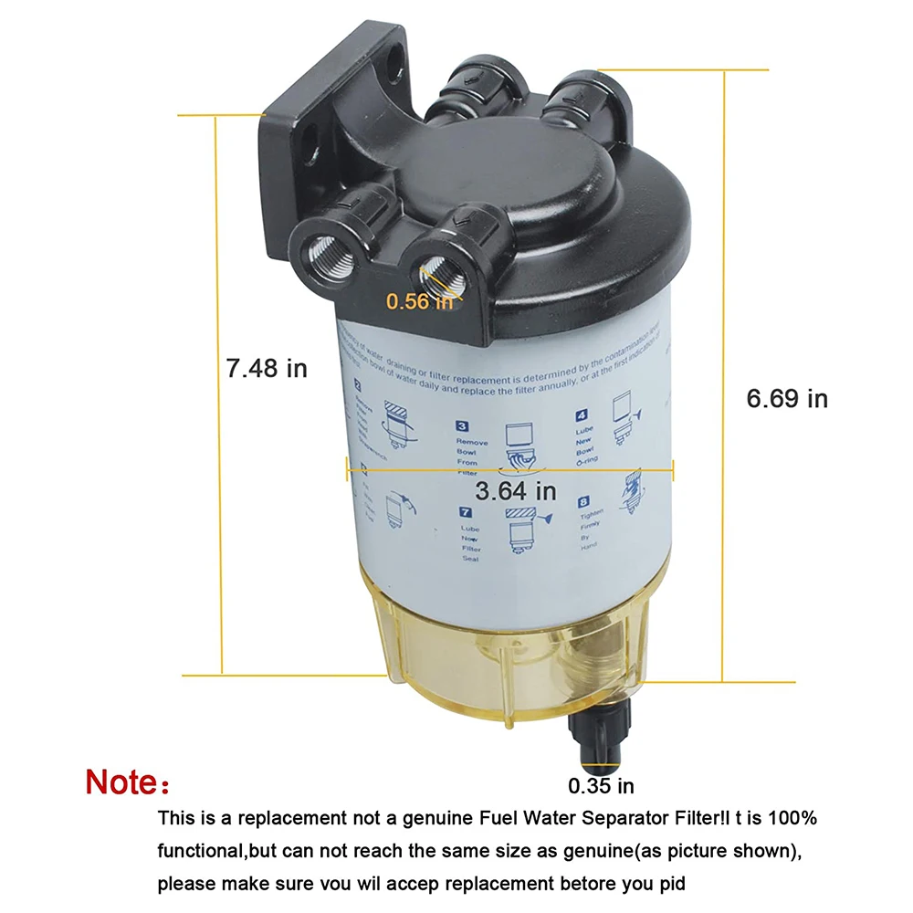 S3213 Conjunto de filtro separador de agua y combustible compatible con motor fueraborda Mercury Yamaha Racor Sierra Motor Boat 10 micras